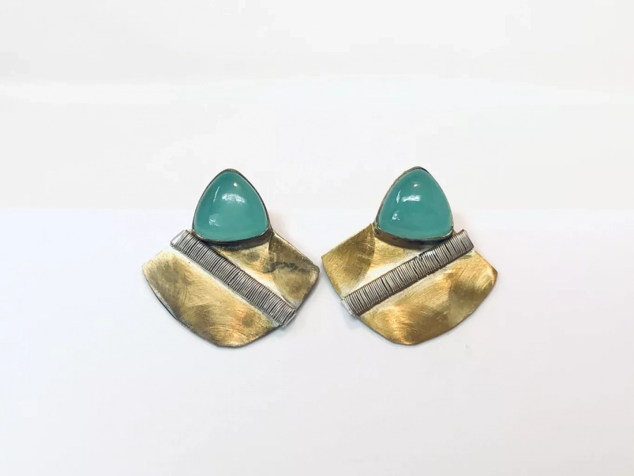 Aqua Chalcedony Semi Precious Gemstones Earrings