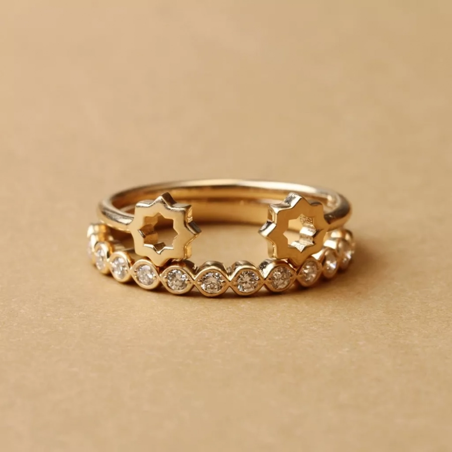 Double Shams Yellow Gold Ring