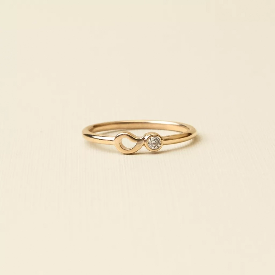 Tiny Paisley + Diamond Yellow Gold Ring