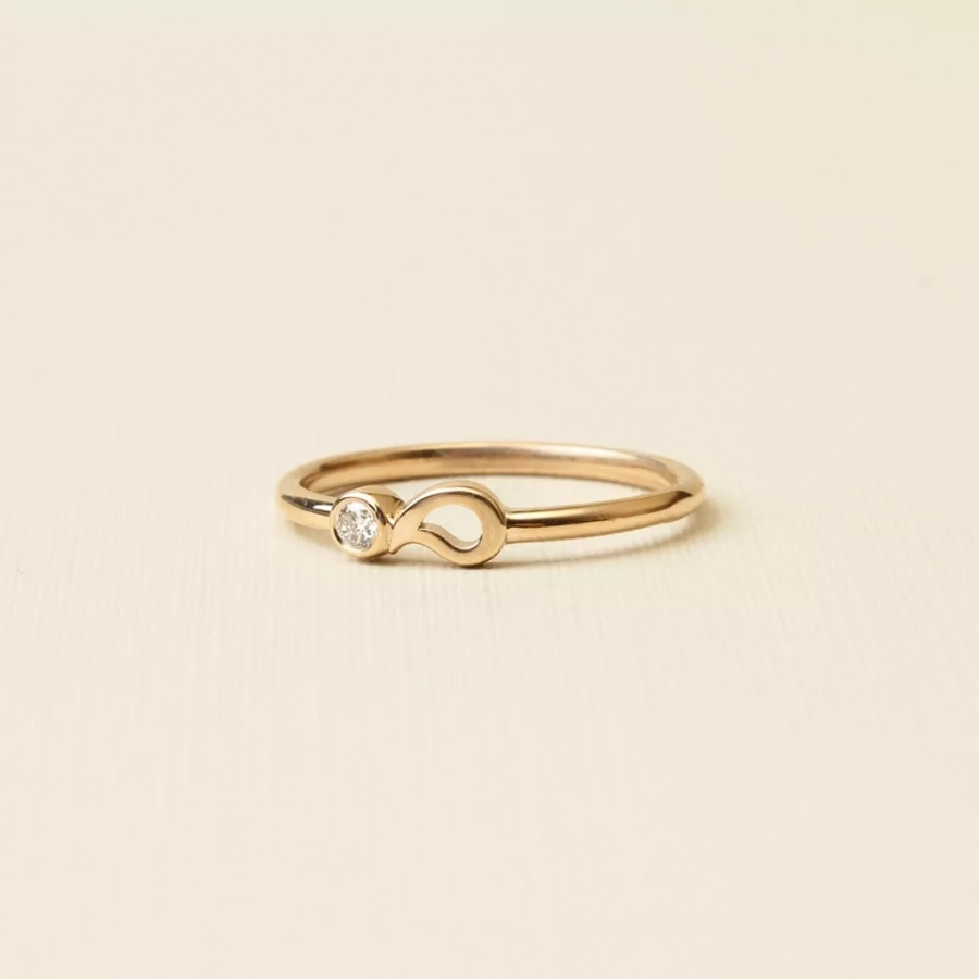Tiny Paisley + Diamond Yellow Gold Ring