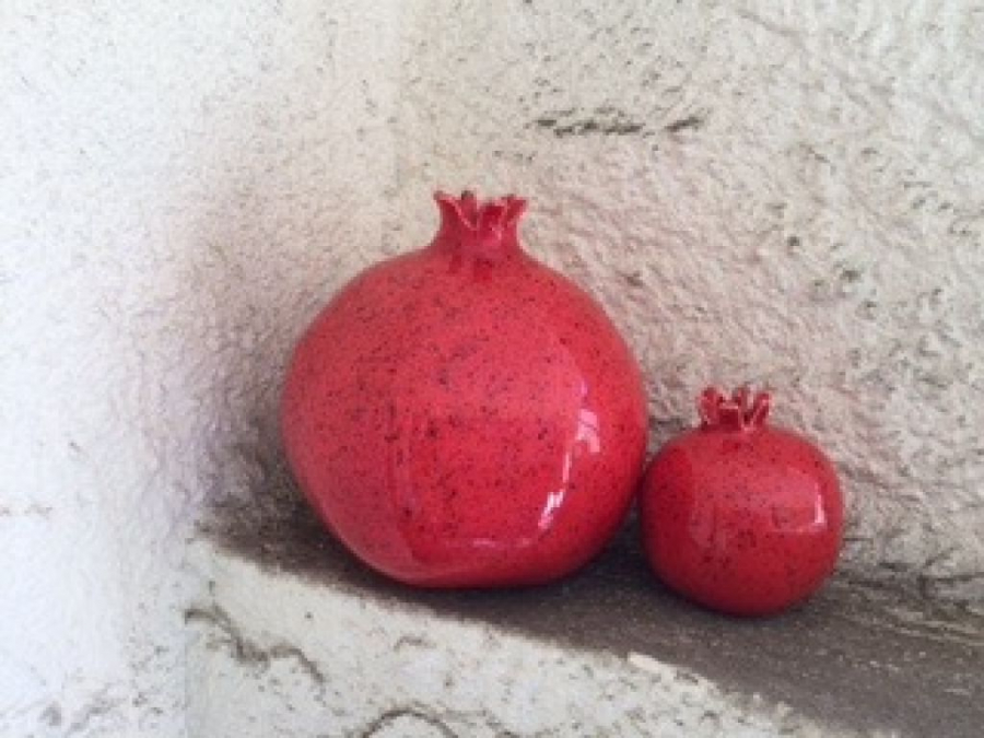 Medium Red Ceramic Pomegranate