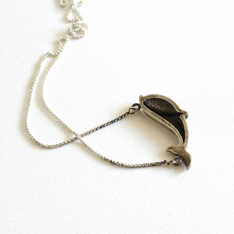 Unique sterling silver whale necklace