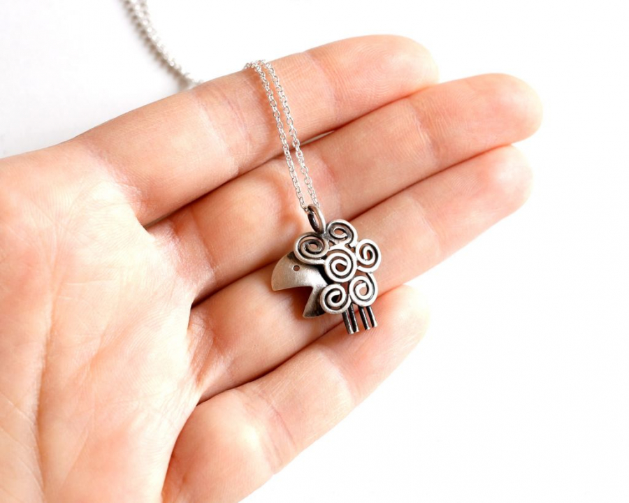 Delicate Sterling Silver Curly Sheep Necklace
