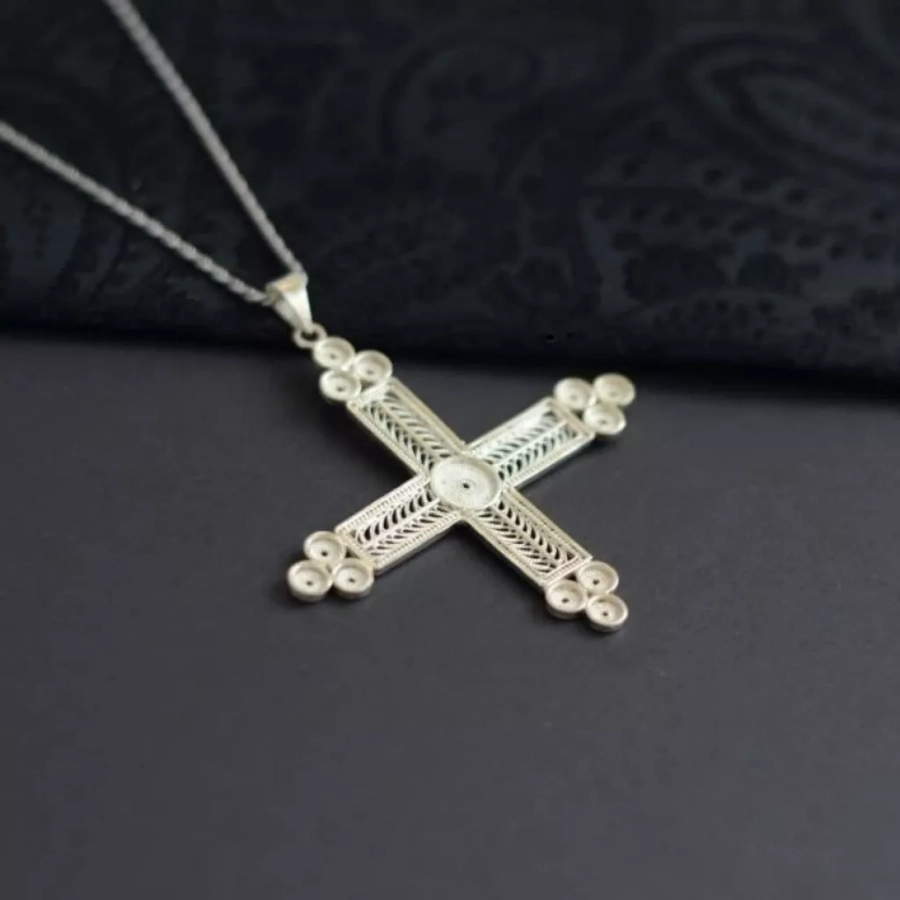 Pure Silver Filigree Cross Pendant