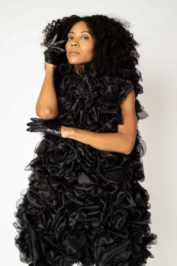 Ruffle/puff Design Black Stefani Dress