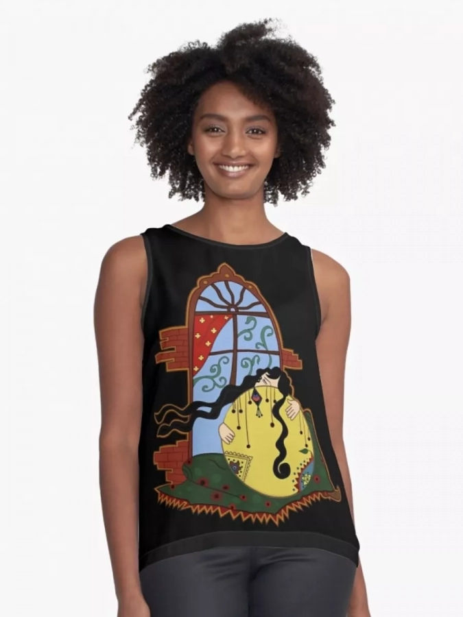 Persian Woman Playing Daf_unique All Over Print Top-black Top