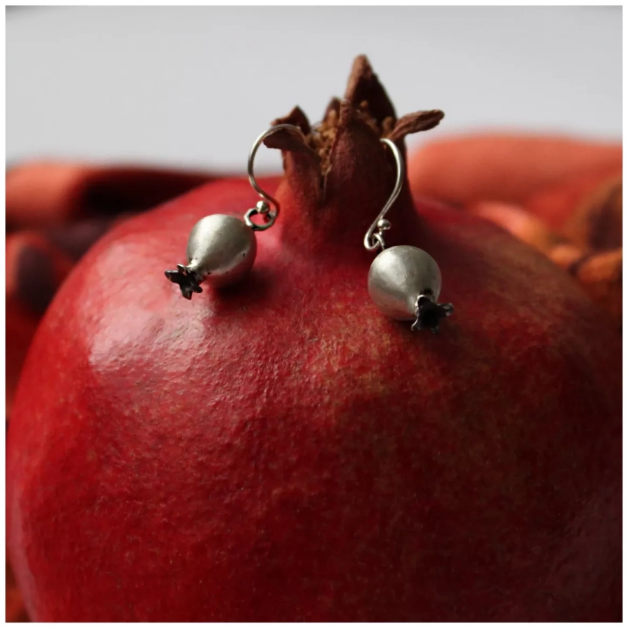 Persian Pomegranate Silver Earrings, yalda gift