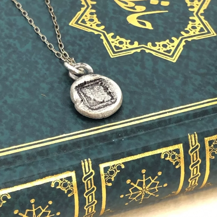 Handmade Persian Map Wax Seal Necklace , Sterling Silver, Gift