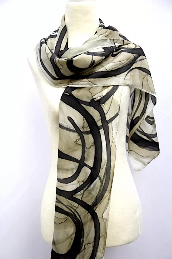 Circles 02- Hand Painted Silk Scarf from Zeeb