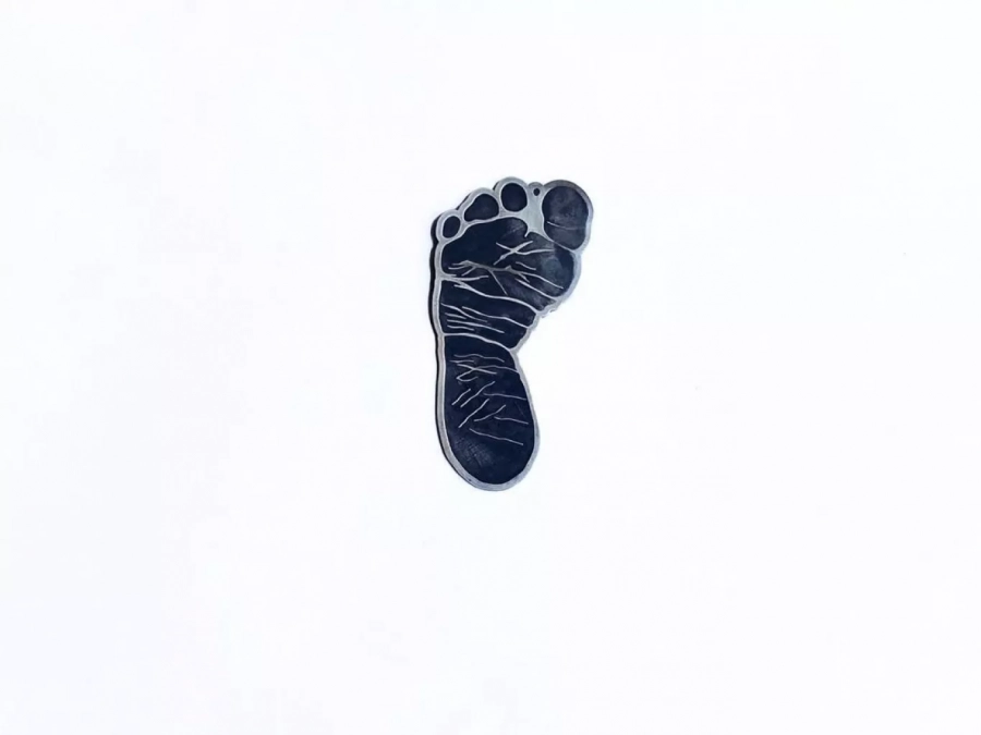 Silver Personalized Actual Baby Footprint