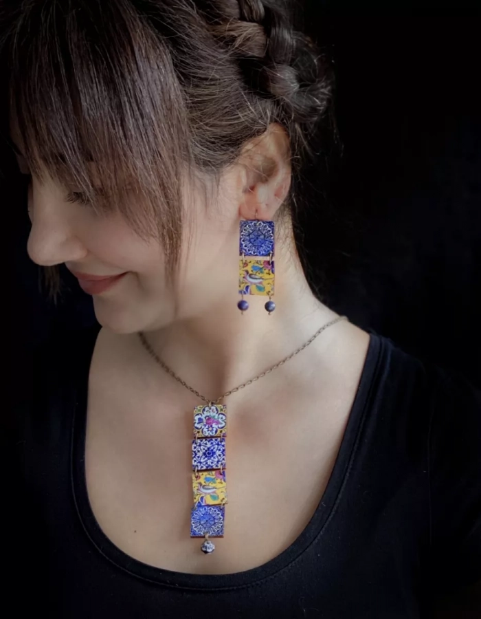 Diana Long Necklace With Persian Tile Design