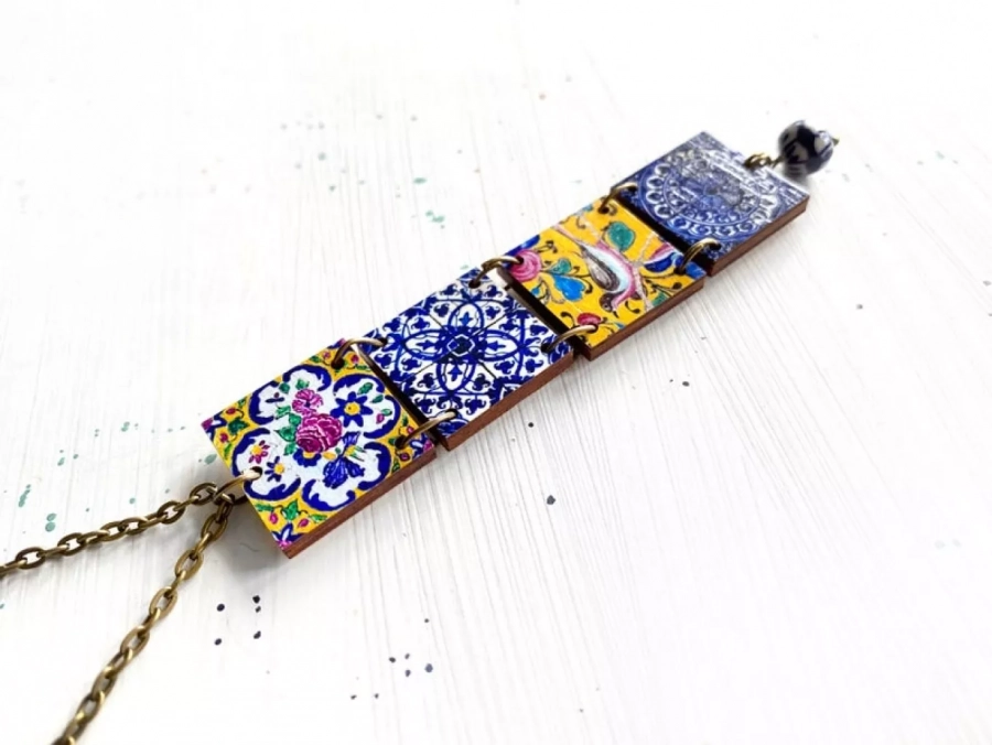 Diana Long Necklace With Persian Tile Design
