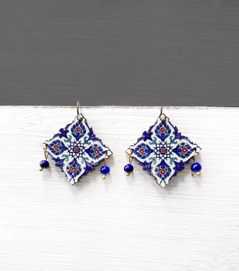 Parinaz Persian Wooden Geometric Earrings