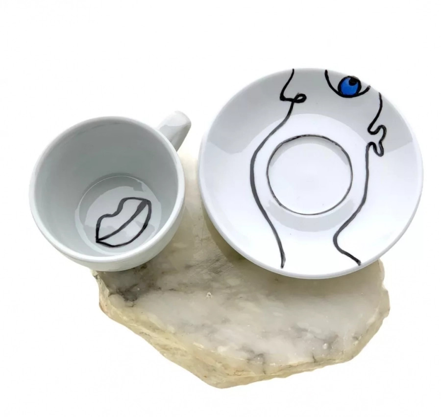 Porcelain Cappuccino Cup With Saucer Eye