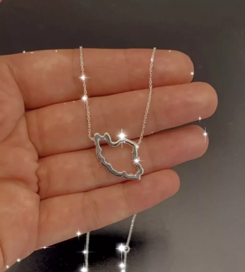 Thick Iran Map Necklace In Silver/gold