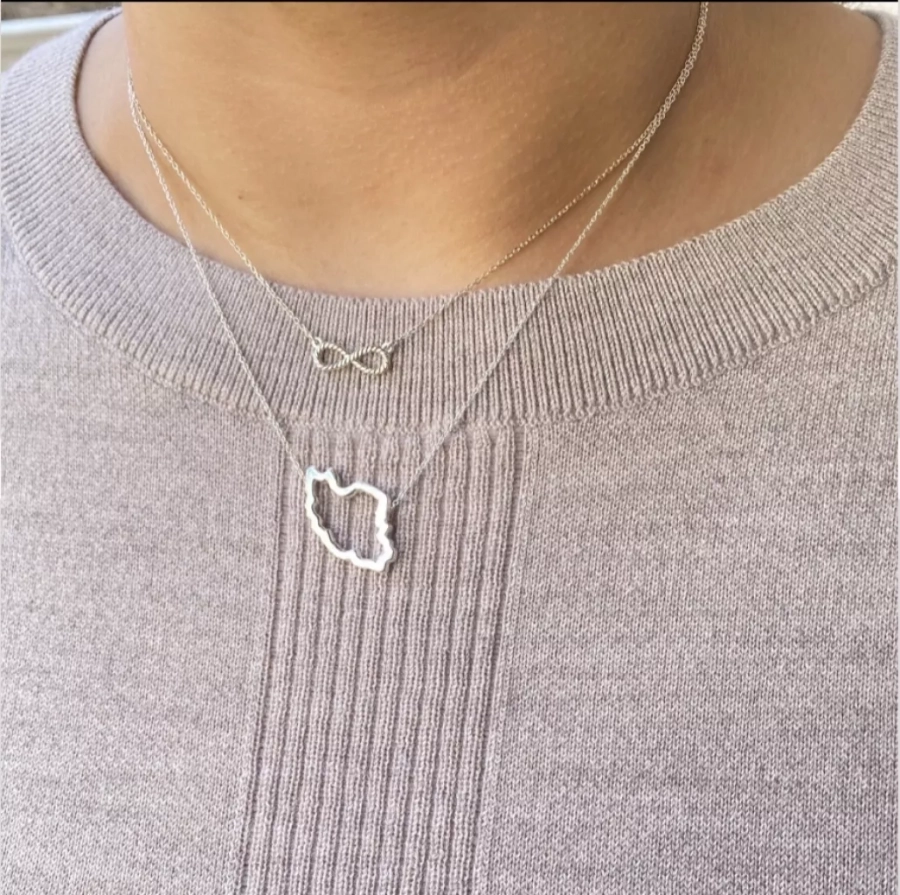 Thick Iran Map Necklace In Silver/gold
