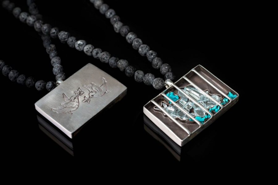 Handmade Iran Double Sided Long Silver Necklace