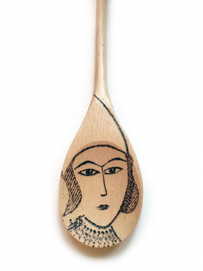 Ghajar burnt pattern on wooden spoon