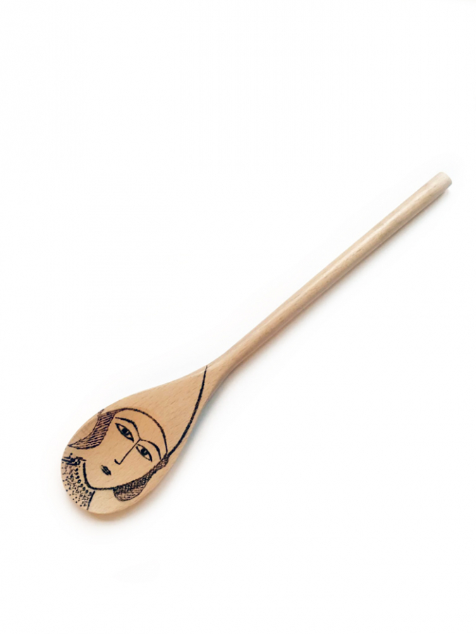 Ghajar burnt pattern on wooden spoon