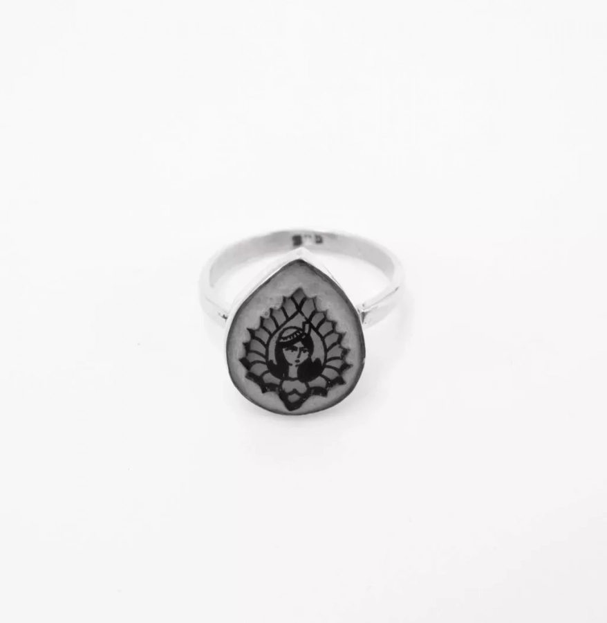 Afra Ring , Silver Concrete Ring (size 6 )