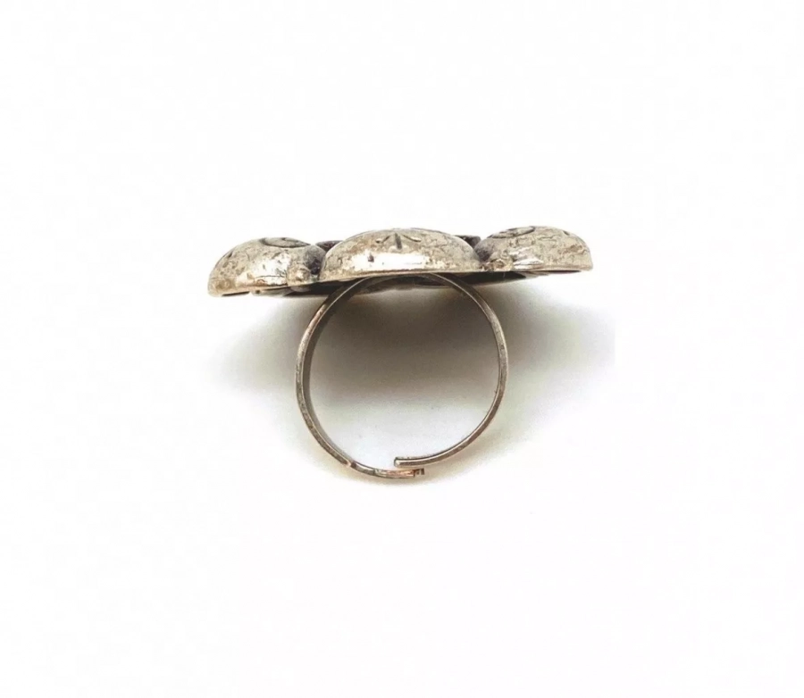 Handmade Silver And Nickel Flower Ring