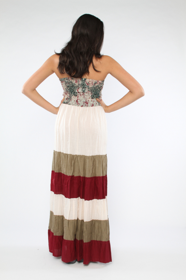 Spring breeze maxi dress by Naghmeh-Beige and scarlet