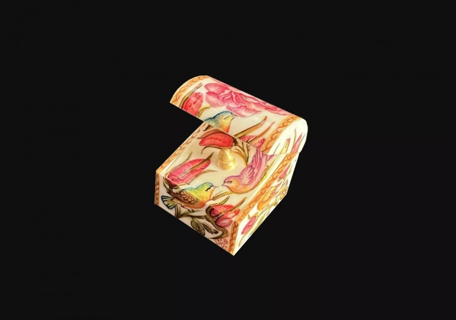 Exotic Hand Painted Ring Box, Jewelry Box