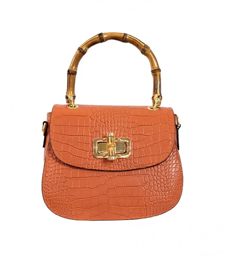 Handbag Leather Bamboo Orange