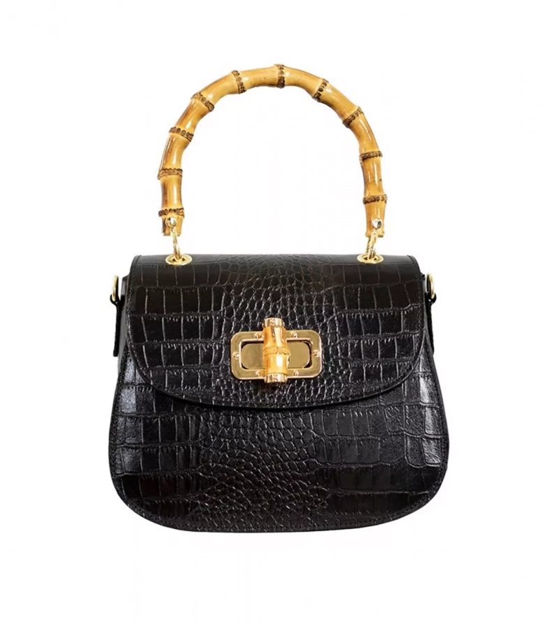 Handbag Bamboo Leather Black