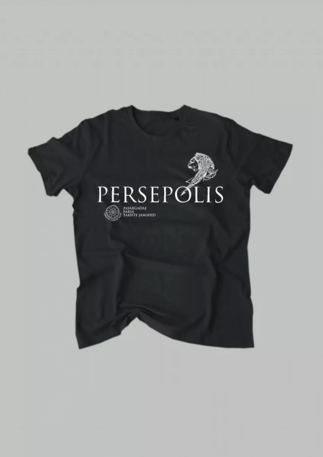 Persian Designs On Our Own 100% Organic T Shirts, Persian Lion, Persepolis For Men