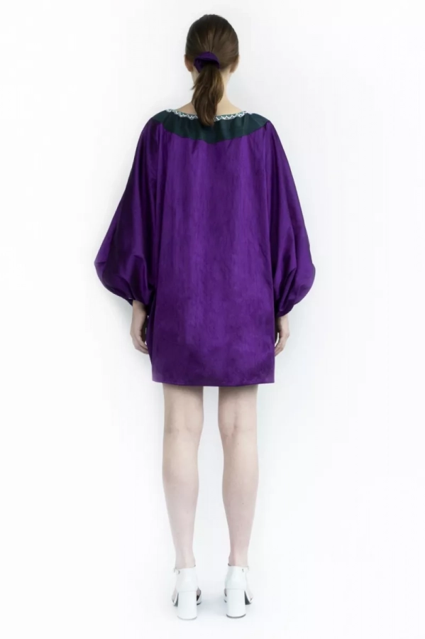 Faux Silk Solid Purple P&g Dress