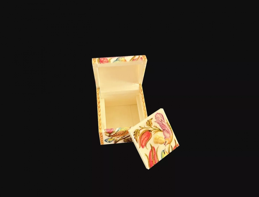 Exotic Hand Painted Ring Box, Jewelry Box