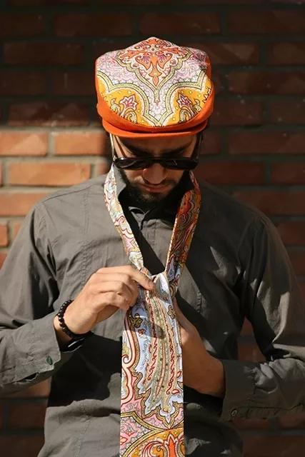 Persian inspired unisex cap, orange