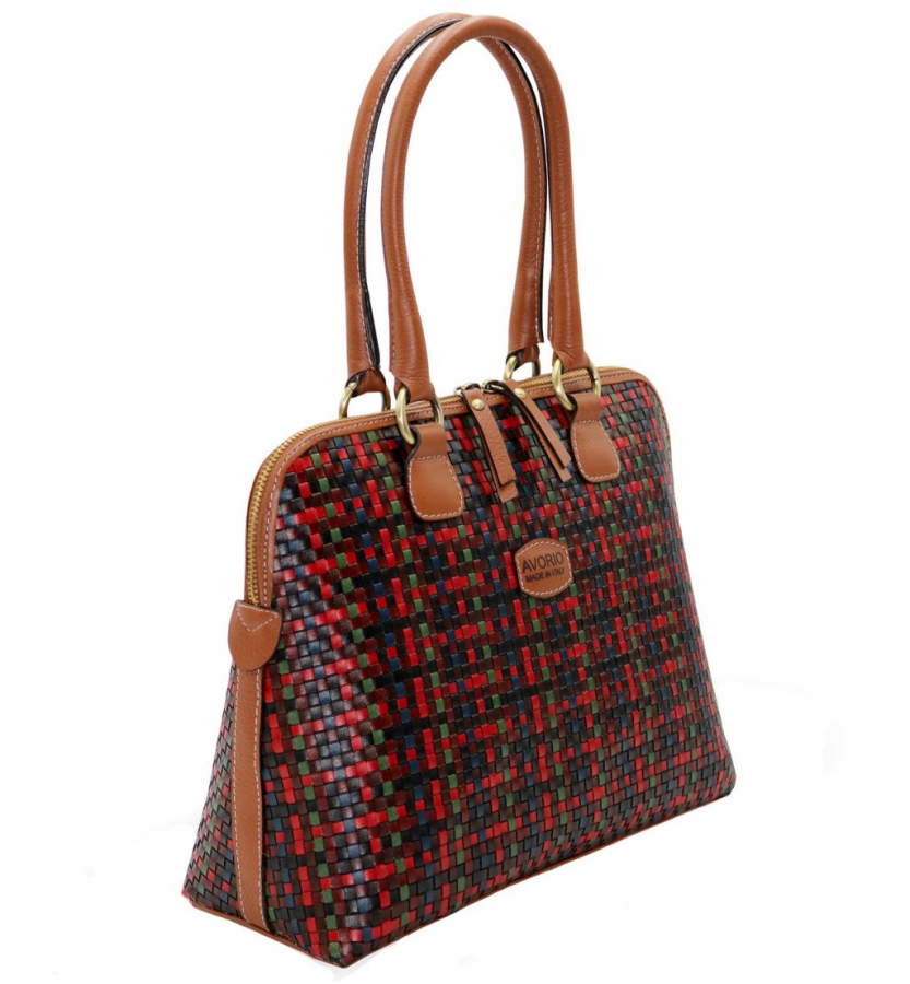 Exclusive Elegant Braided Handbag Leather Brown