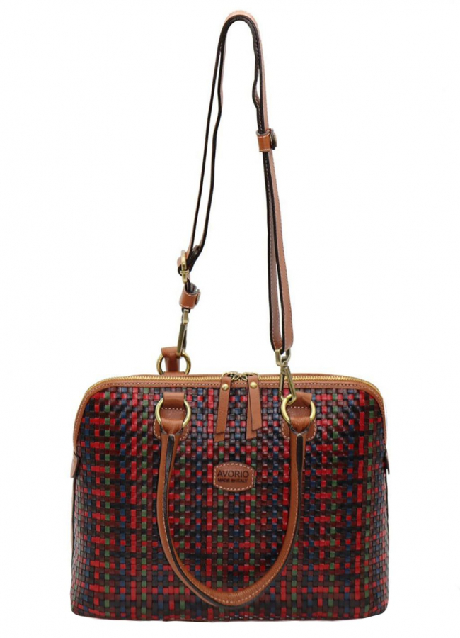 Exclusive Elegant Braided Handbag Leather Brown