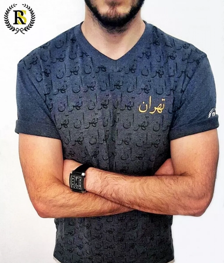 Tehran Gold Persian V-neck T-shirt For Men