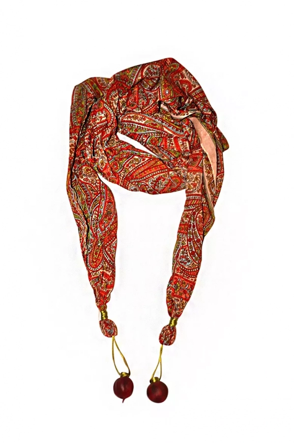 Persian paisley scarf with hanging pomegranate orange