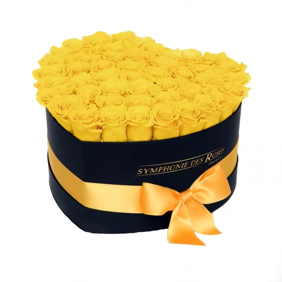 Yellow Roses In A Black Box – Coeur Collection