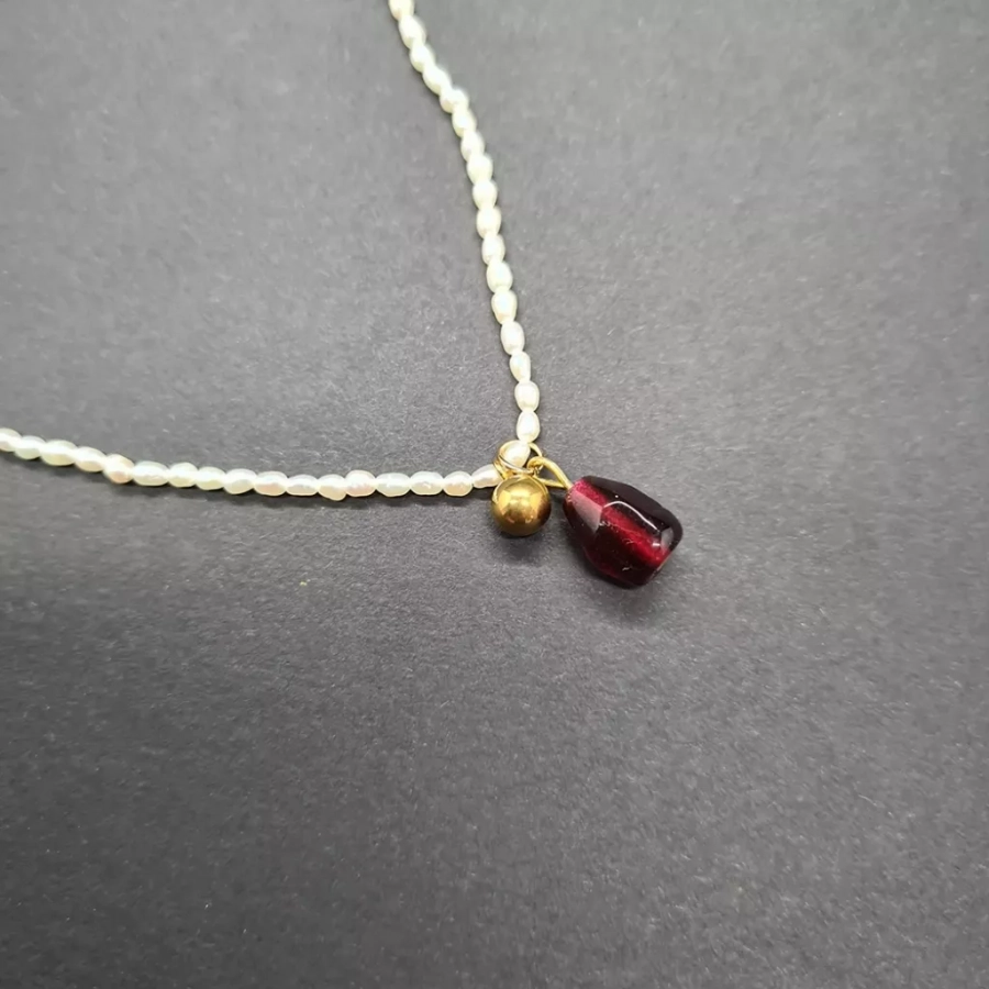 Pomegranate & Pearls Necklace