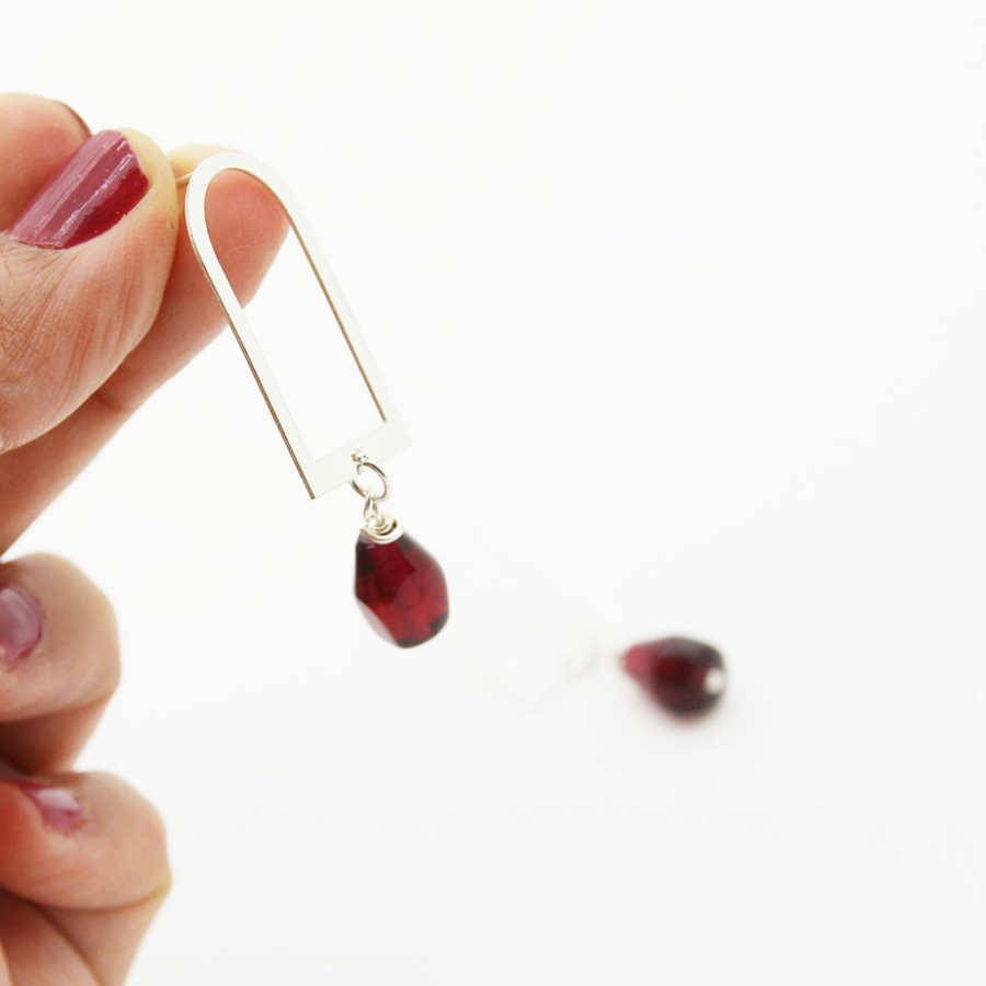 Pomegranate Earrings, Silver 925 Glass Seeds