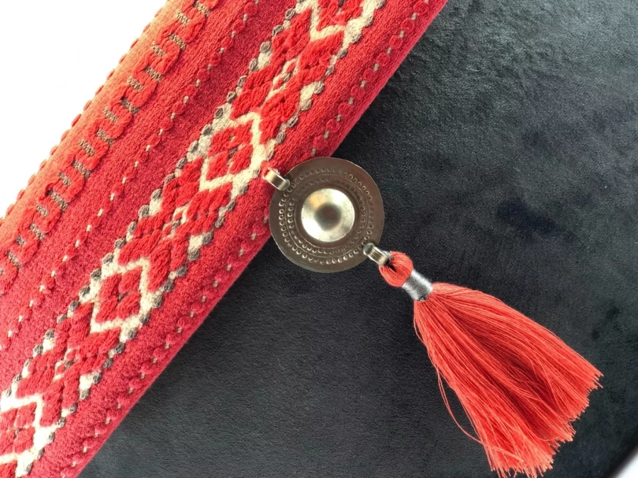 Handmade Clutch Bag With Red Tassel