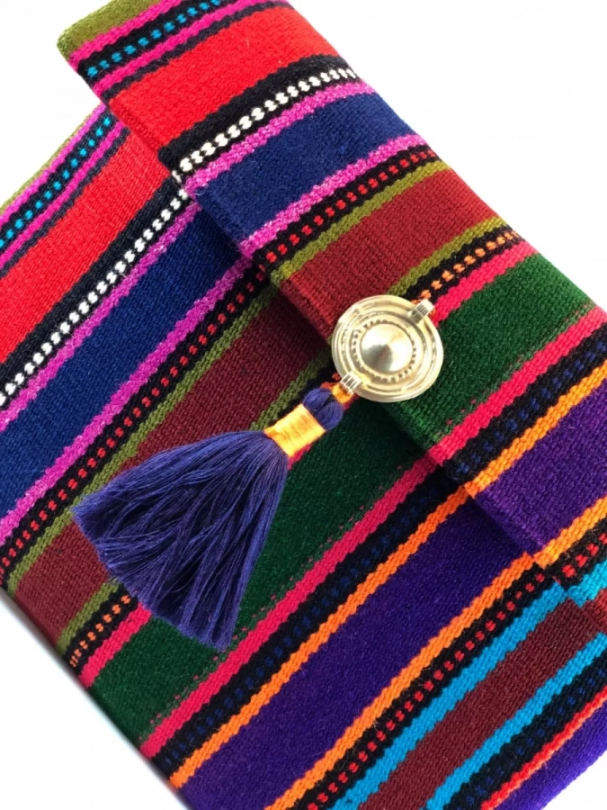 Handmade Clutch Bag With Colorful Kilim Stripe Pattern