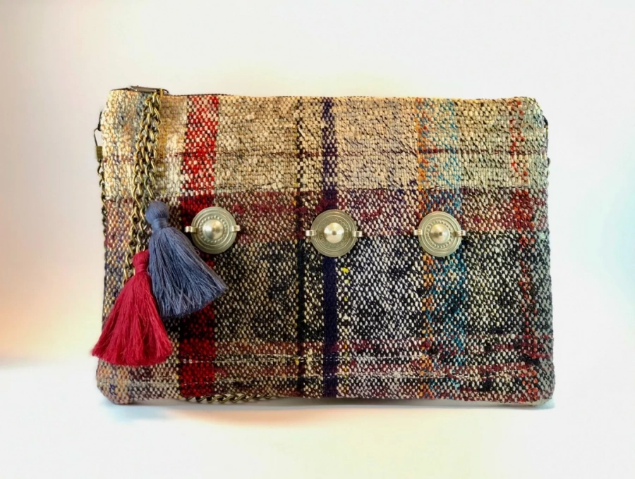 Handmade Clutch Bag With Traditional Kilim Pattern