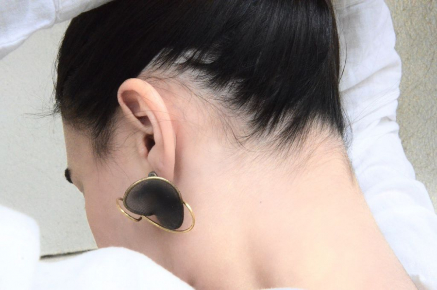 Sustainable Handmade Brass And Textile Waste Small Earrings
