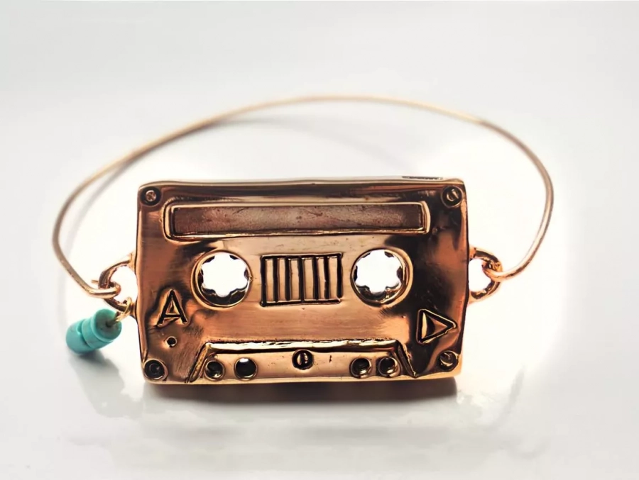 Persian Cassette Tape Brass Bracelet