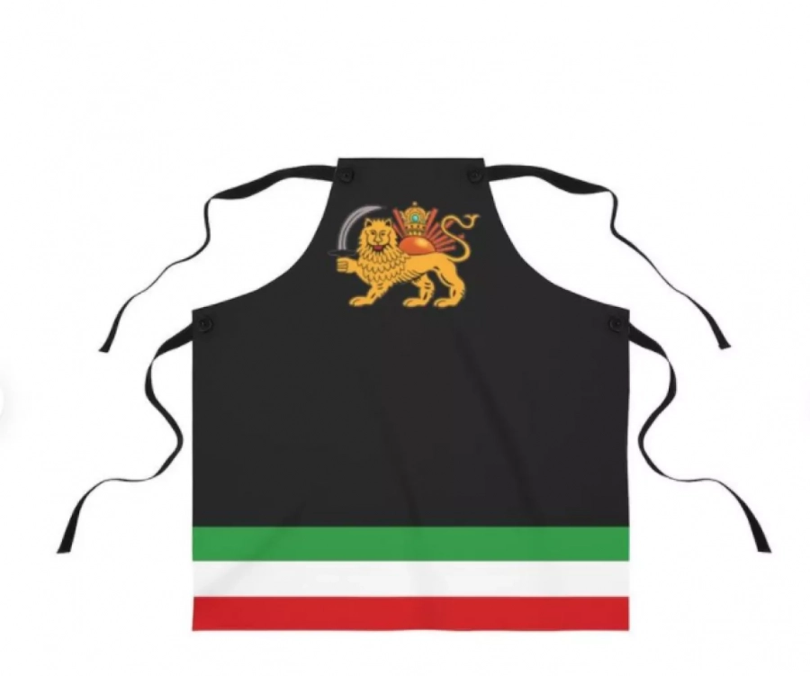 Shir O Khorshid Black Apron. Iran Flag Design