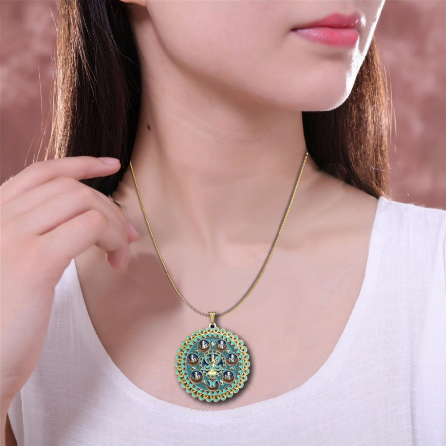 Mother’s Day Gift, Ancient Replica Multi-colored Ahura Mazda Necklace 