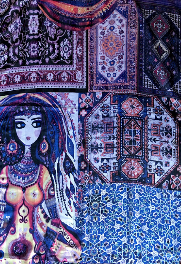 SHIRIN Scarf 2 - Eslimi design - Persian patterned colorful shawl
