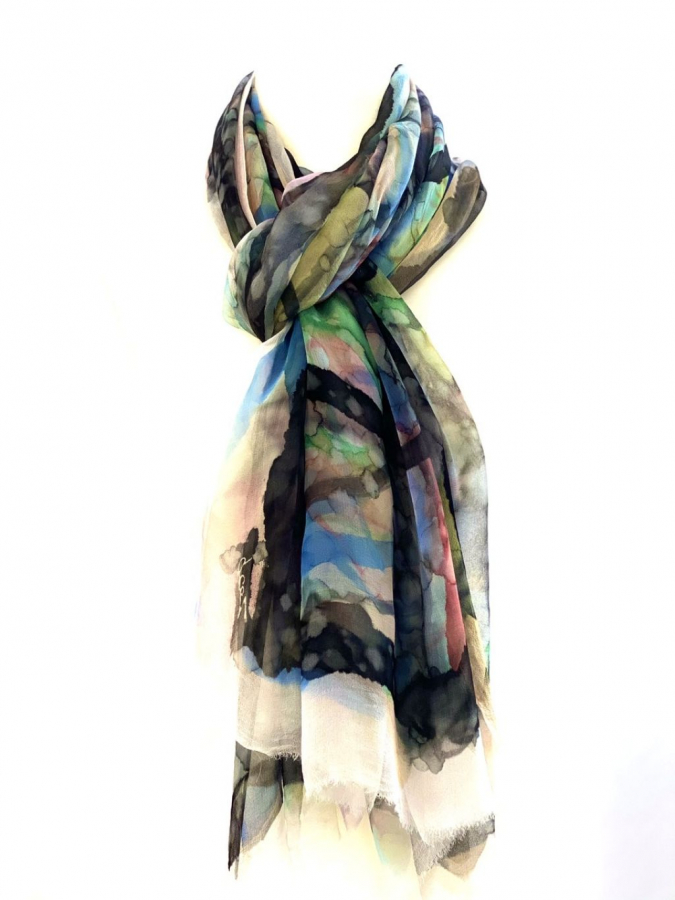 World- Extremely Sheer and Delicate 100% Pure Silk Scarf/Lightweight Wrap/ With A Unique Handmade Gift Package