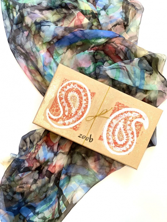 World- Extremely Sheer and Delicate 100% Pure Silk Scarf/Lightweight Wrap/ With A Unique Handmade Gift Package